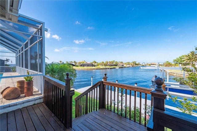 4431 Gardner Dr, Port Charlotte, FL 33952 - wooden deck with a water view and a dock