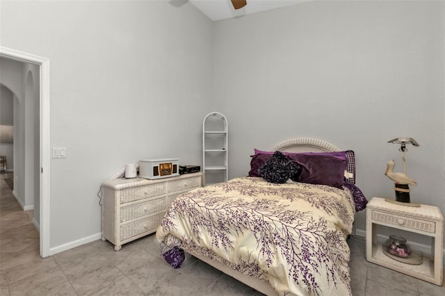 bedroom featuring ceiling fan