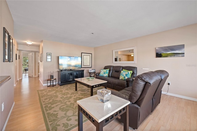 living room with light wood-type flooring