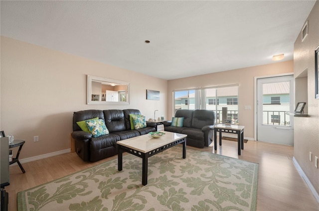 living room featuring light hardwood / wood-style floors