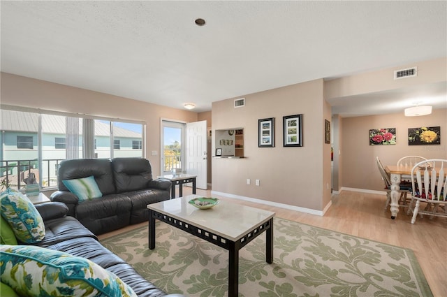 living room featuring light hardwood / wood-style floors