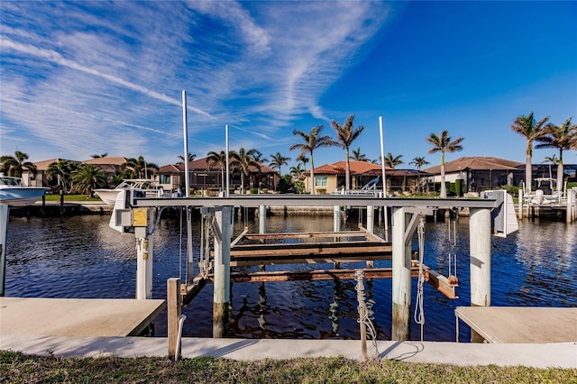 dock area with a water view