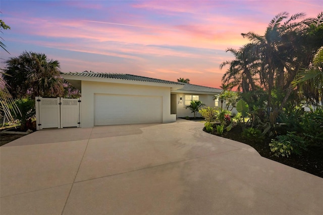 view of front of property featuring a garage