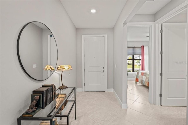 interior space featuring light tile patterned floors