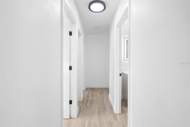 corridor with light hardwood / wood-style flooring