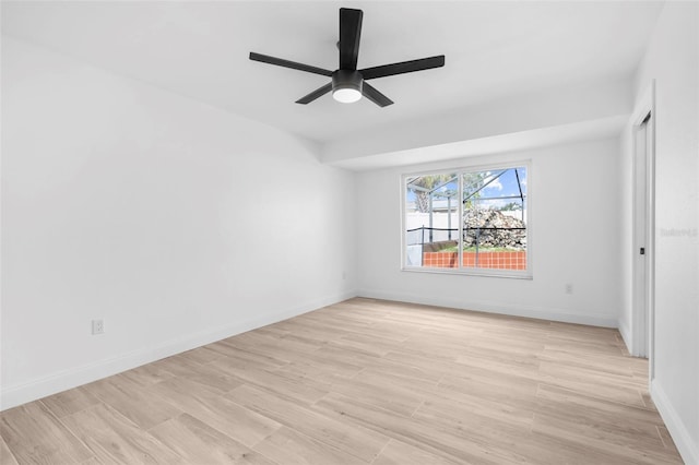 interior space featuring light hardwood / wood-style flooring and ceiling fan