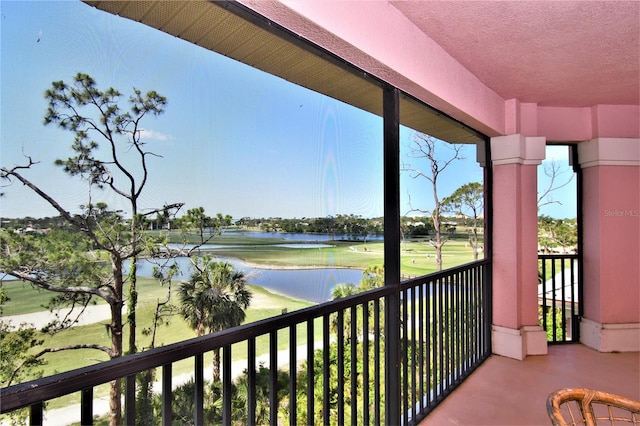 balcony with a water view