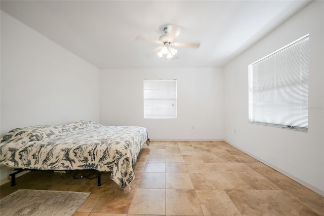 bedroom featuring ceiling fan