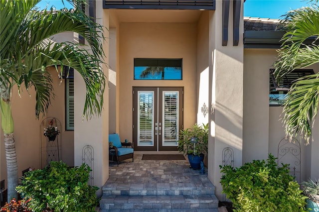 property entrance with french doors