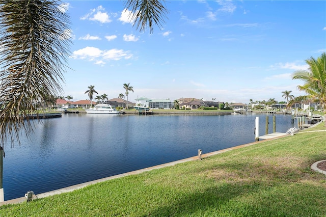 property view of water with a boat dock