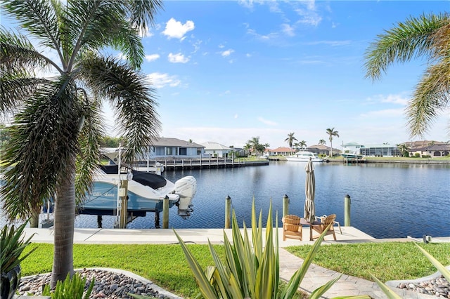 view of dock featuring a water view