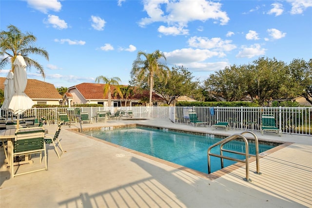 view of swimming pool with a patio