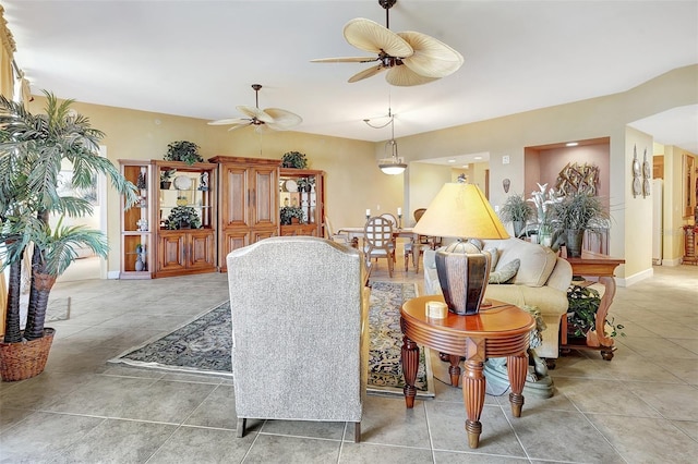 view of tiled living room