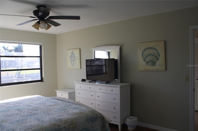 bedroom featuring ceiling fan