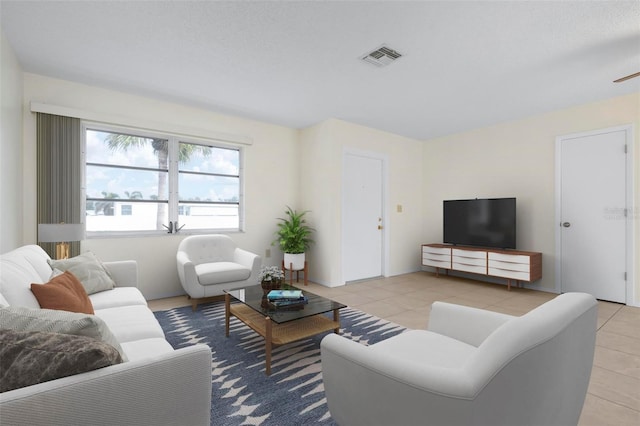 view of tiled living room