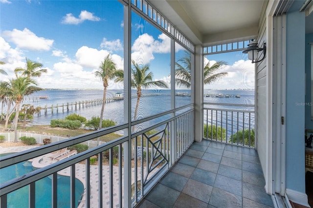 balcony with a water view