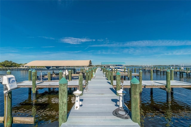 dock area featuring a water view