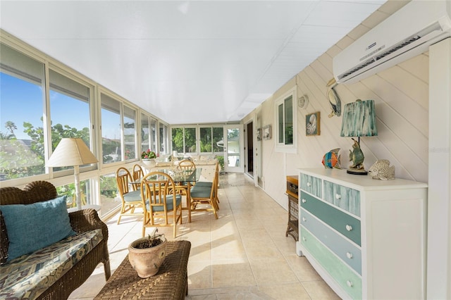 sunroom with a wall mounted AC