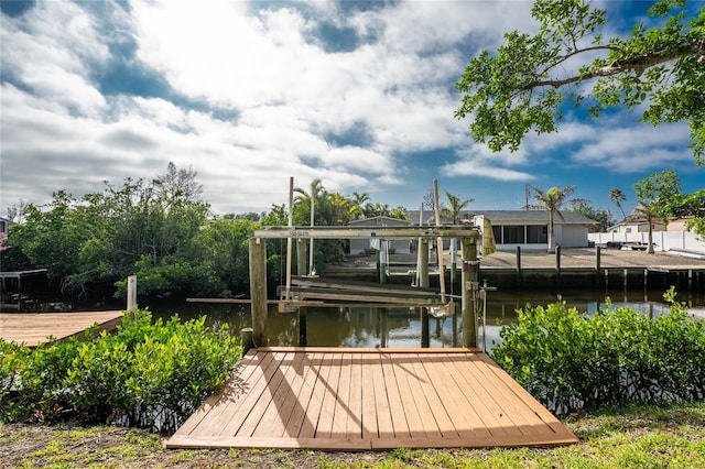 view of dock featuring a water view