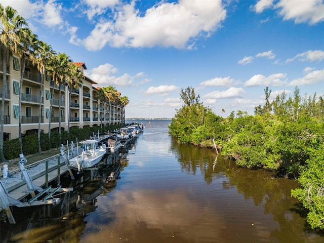 water view with a dock