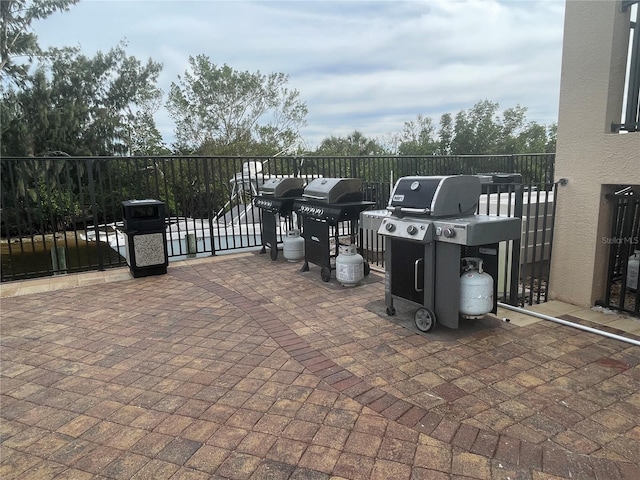 view of patio / terrace featuring a grill