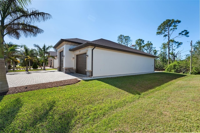 view of home's exterior with a yard