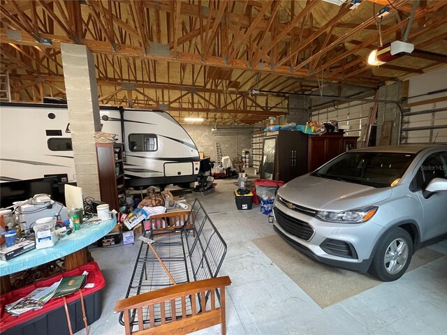 garage with a garage door opener