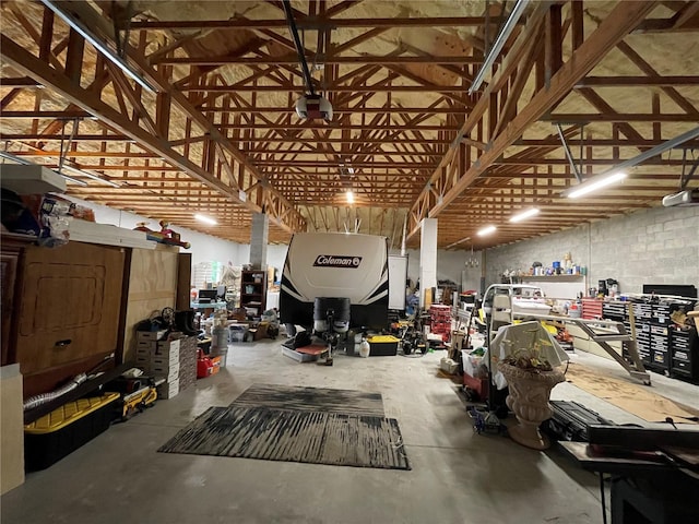 garage with a garage door opener