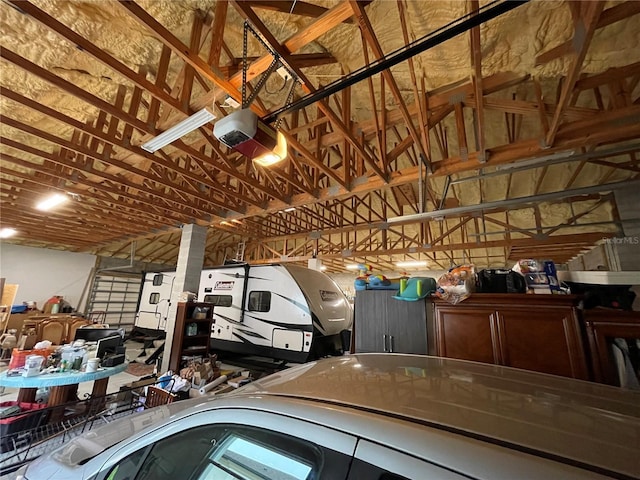 garage with a garage door opener