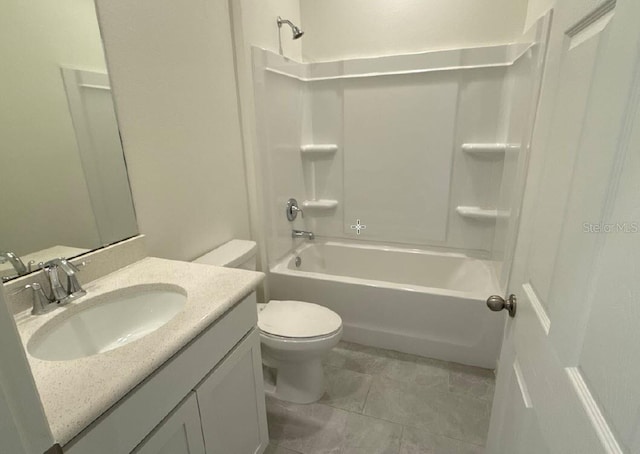 full bath featuring vanity, toilet, and shower / bathtub combination