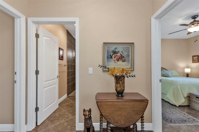 corridor featuring tile patterned flooring