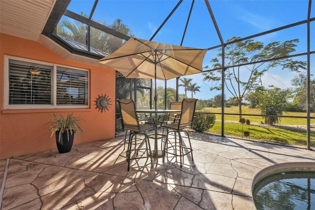 view of patio with a lanai