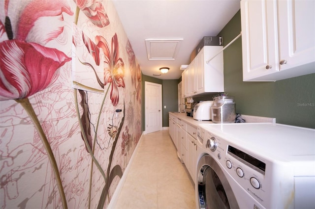 washroom featuring cabinets and light tile patterned floors