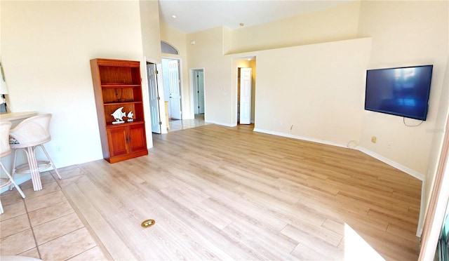 unfurnished living room featuring light hardwood / wood-style floors