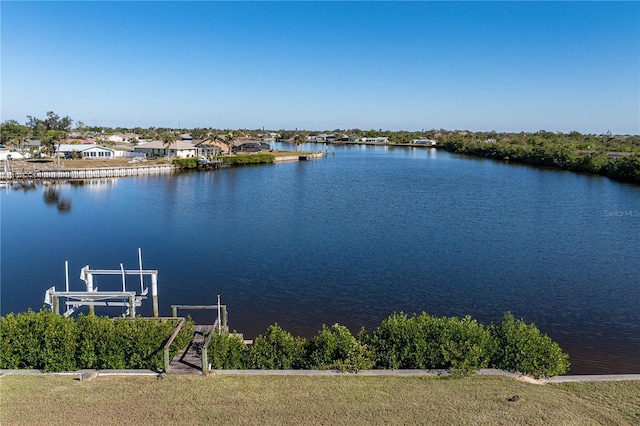 water view with a dock