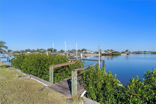 view of dock featuring a water view