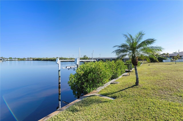 view of water feature featuring a boat dock