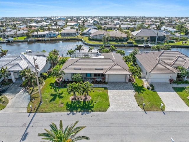 bird's eye view featuring a water view