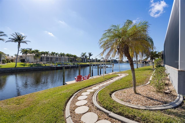 property view of water featuring a dock