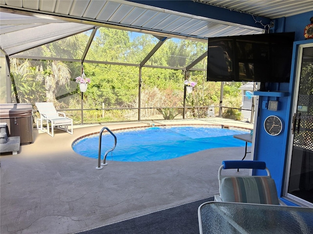 view of pool featuring a patio