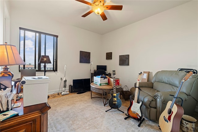 office area featuring ceiling fan