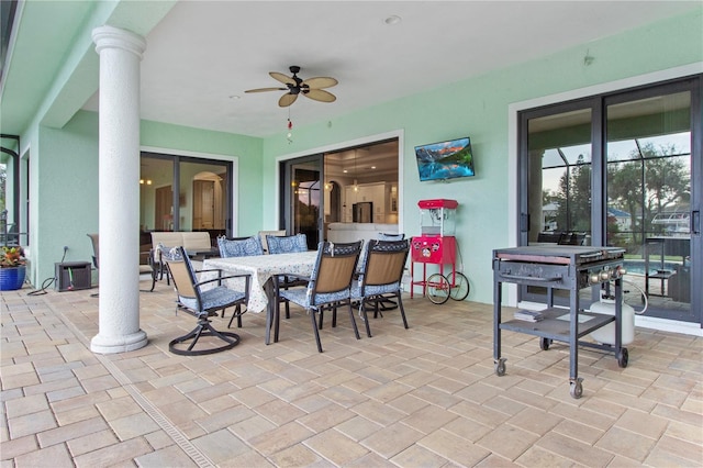 view of patio with ceiling fan