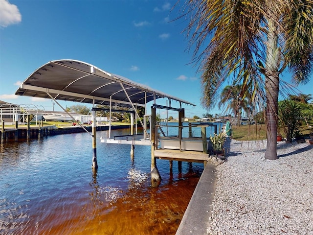 view of dock featuring a water view