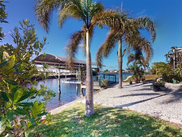 dock area featuring a water view