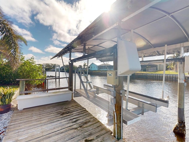 dock area featuring a water view