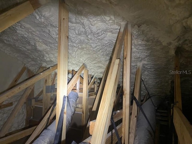 view of unfinished attic