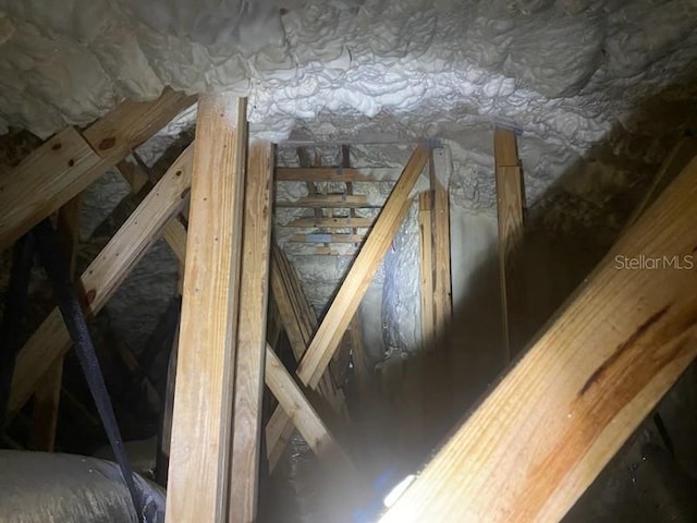 view of unfinished attic