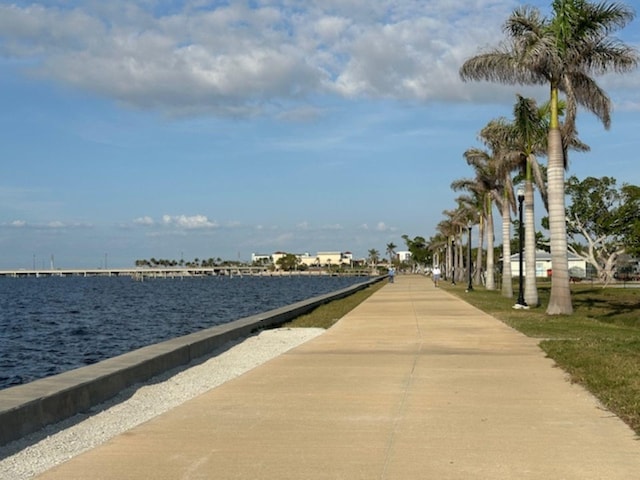 exterior space featuring a water view