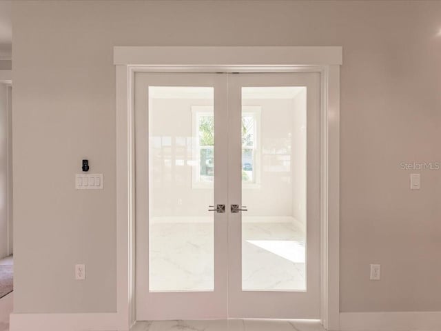 doorway featuring french doors