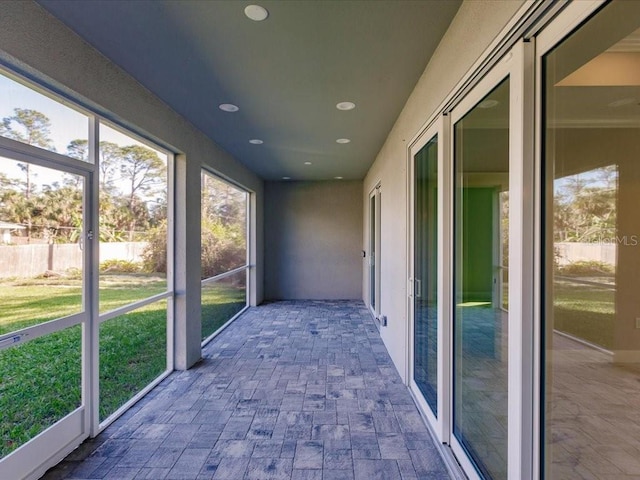 view of unfurnished sunroom